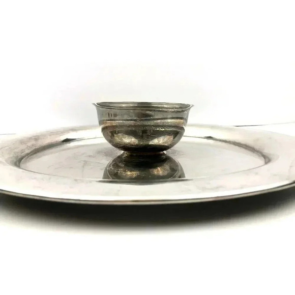 VTG WM Rogers Silver Round  Chip Dip Serving Platter 14" - Picture 5 of 6